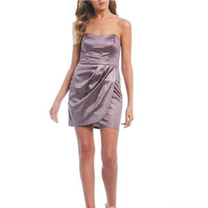Teeze Me Junior's Taupe Strapless Glitter Wrap Dress. Homecoming.‎ NWT. Size 3/4